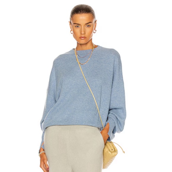 LOULOU Studio Anaa cashmere sweater in blue melange